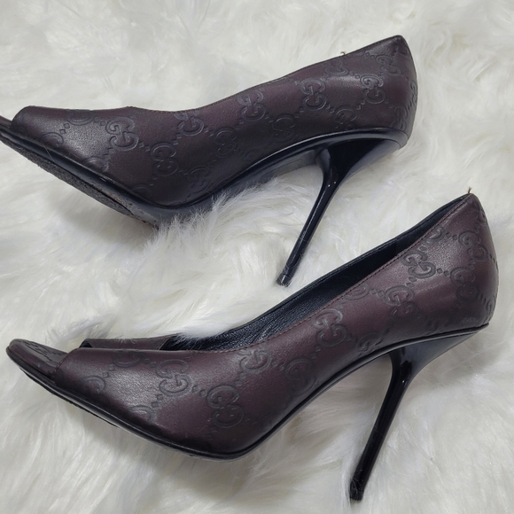 🔹️ Gucci 🔹️peep toes heels size 37/ 7 US ✨️🤎 - Picture 5 of 13